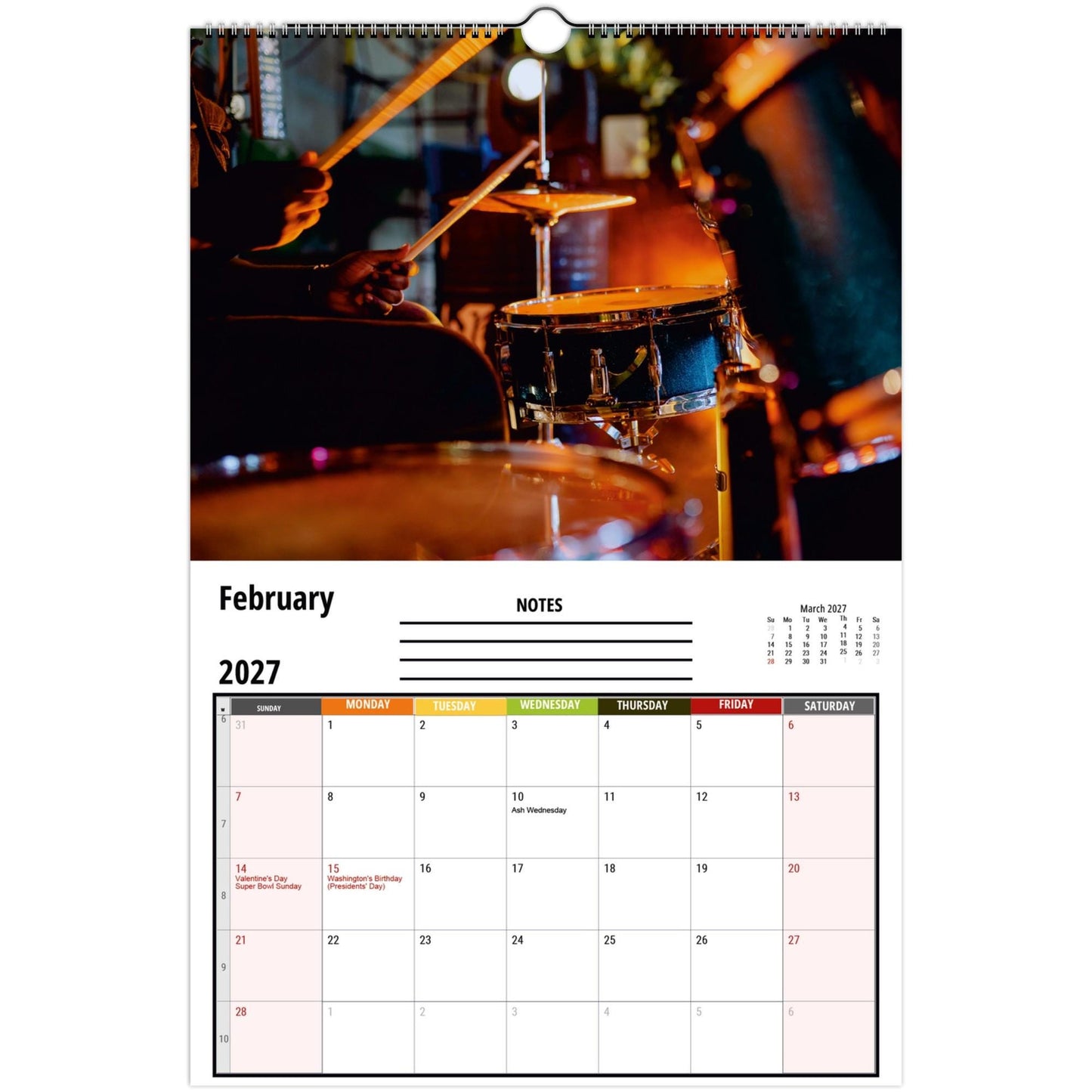 Drums Wall Calendar 2027