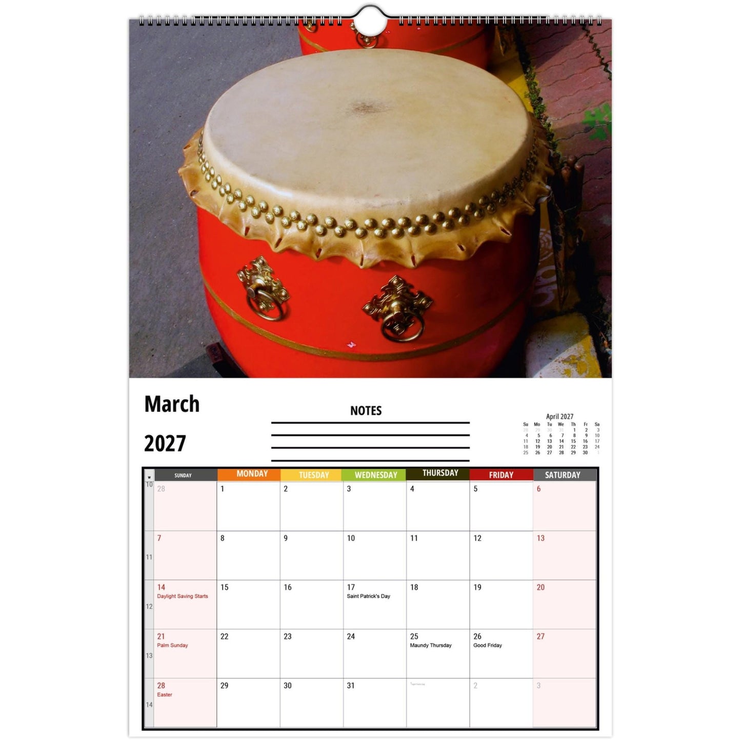 Drums Wall Calendar 2027