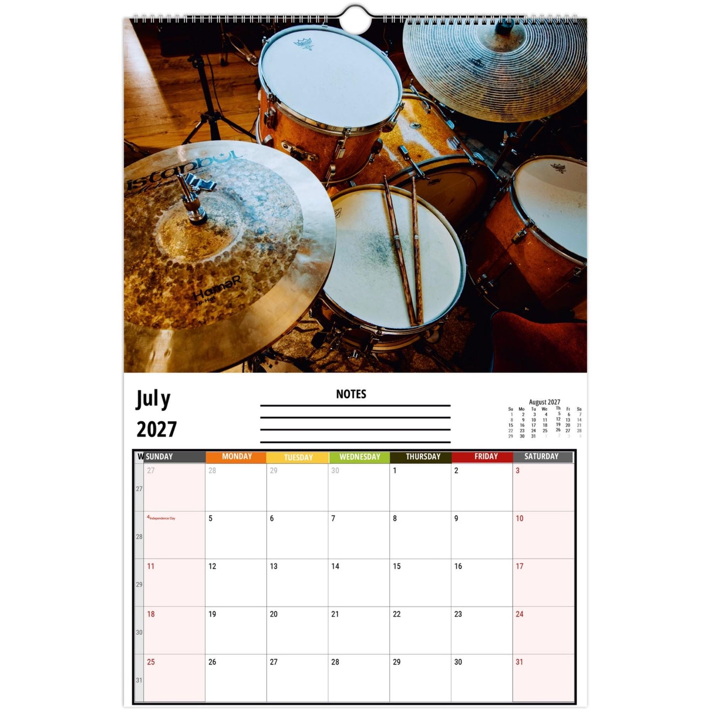 Drums Wall Calendar 2027