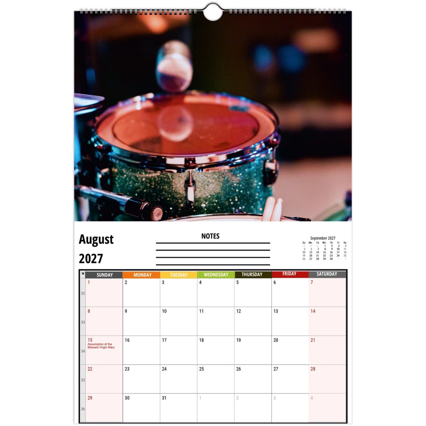 Drums Wall Calendar 2027