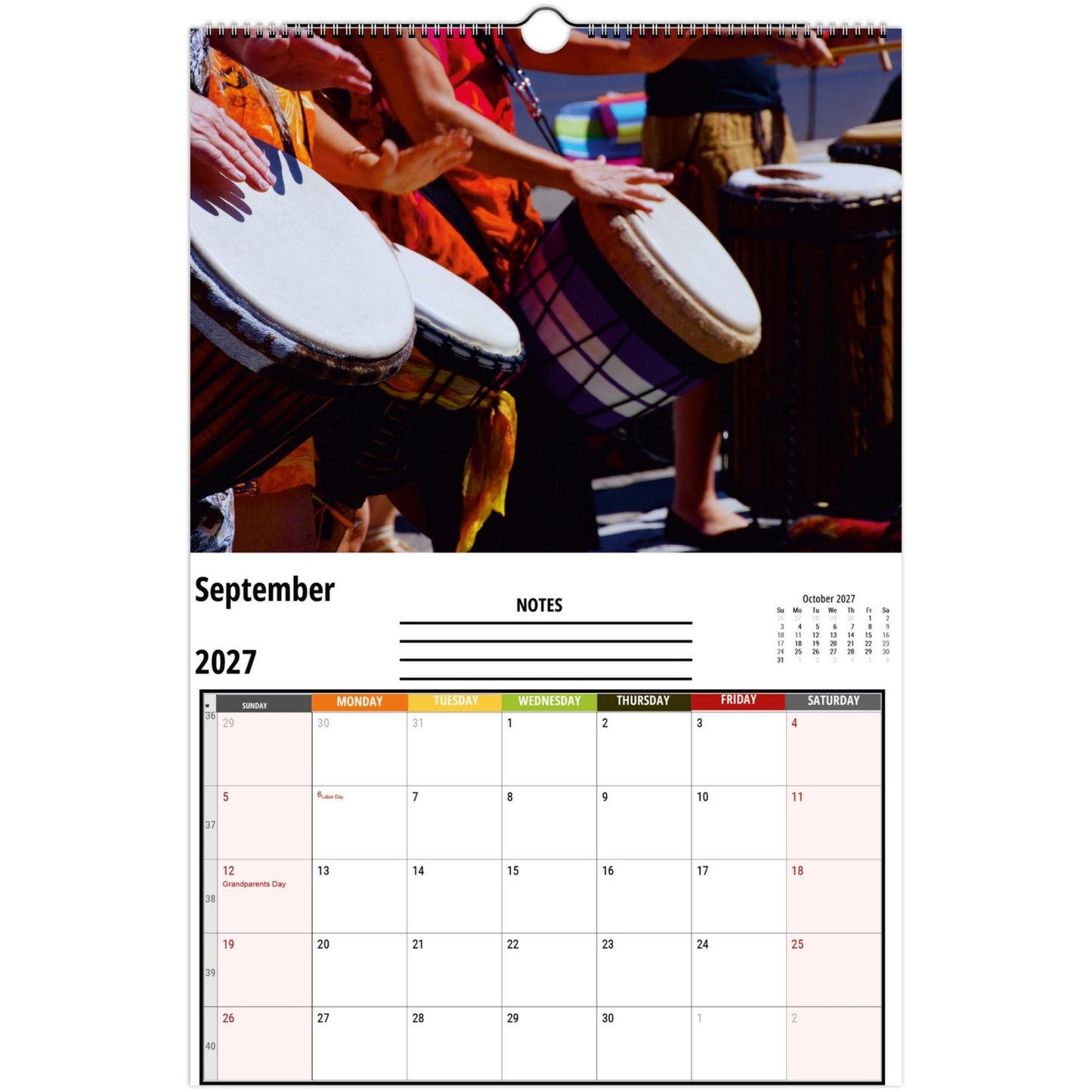 Drums Wall Calendar 2027