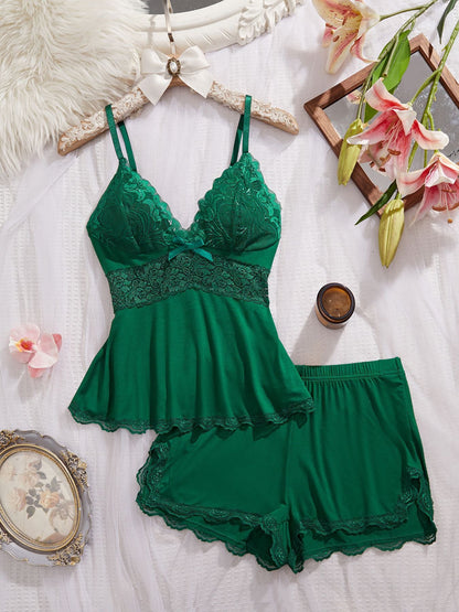 💃Womens Lingerie Set Pjs and Panty Set Camisole Set Modal Floral Fabric Lace sleep sets