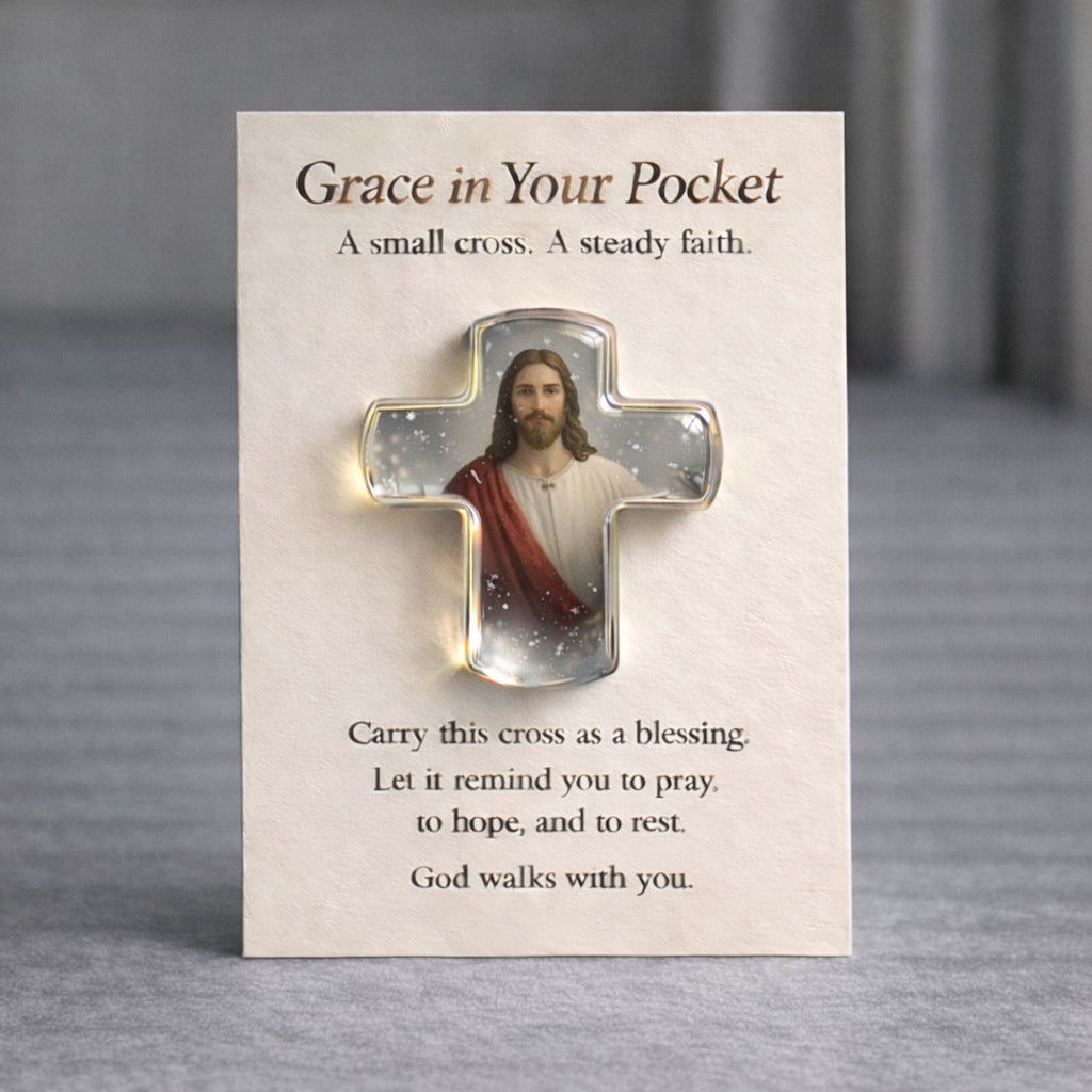 Pocket Hug Card Souvenir Pocket Hug Encouragement Card Angel Cross Charm Jewelry