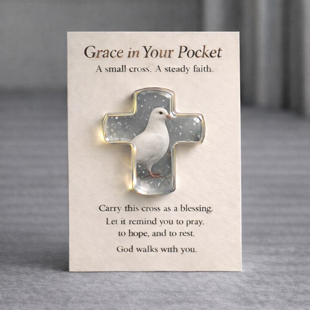 Pocket Hug Card Souvenir Pocket Hug Encouragement Card Angel Cross Charm Jewelry