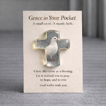 Pocket Hug Card Souvenir Pocket Hug Encouragement Card Angel Cross Charm Jewelry