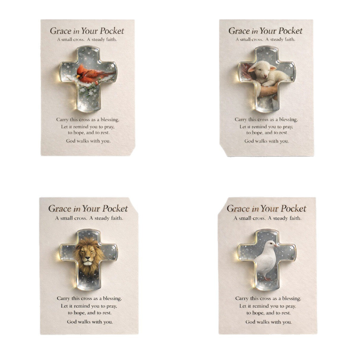 Pocket Hug Card Souvenir Pocket Hug Encouragement Card Angel Cross Charm Jewelry