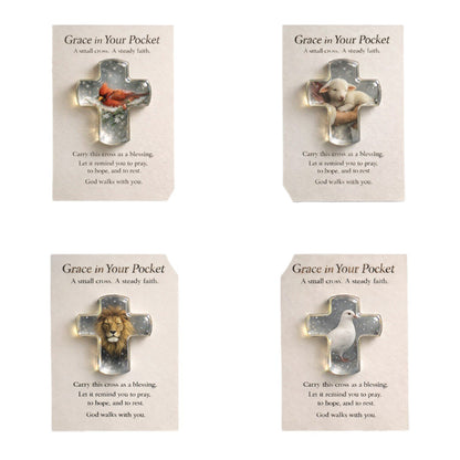 Pocket Hug Card Souvenir Pocket Hug Encouragement Card Angel Cross Charm Jewelry