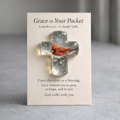 Pocket Hug Card Souvenir Pocket Hug Encouragement Card Angel Cross Charm Jewelry