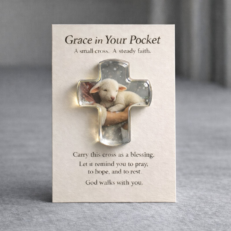 Pocket Hug Card Souvenir Pocket Hug Encouragement Card Angel Cross Charm Jewelry