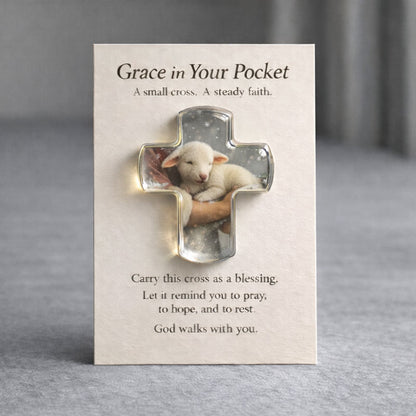 Pocket Hug Card Souvenir Pocket Hug Encouragement Card Angel Cross Charm Jewelry