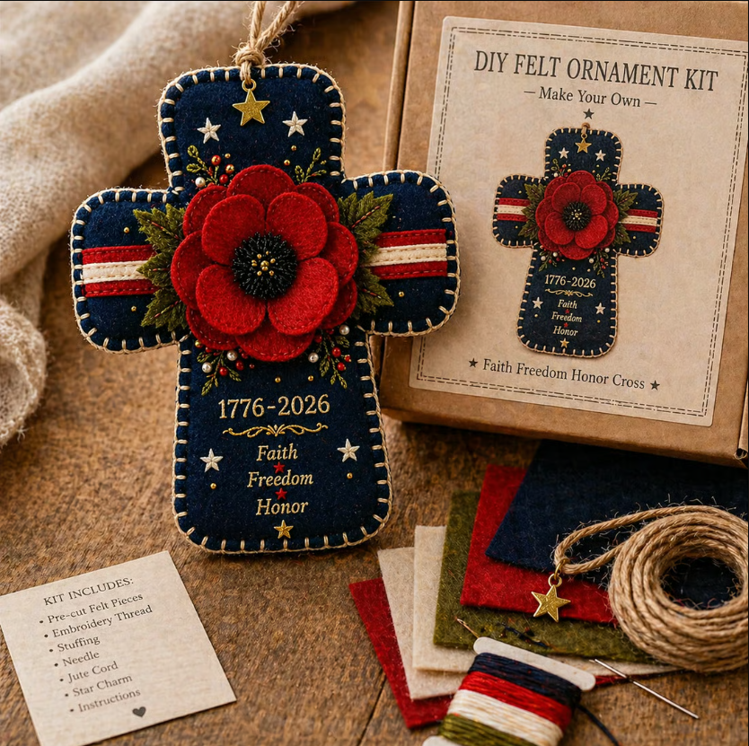 🎉DIY Patriotic Poppy Cross Ornament Kit