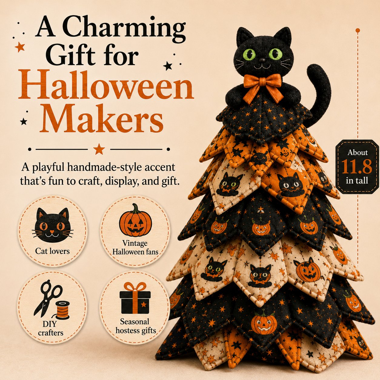 🔥LAST DAY 50% OFF - 🎃 DIY Halloween Quilted Fabric Tree Kit – Easy Layered Fabric Holiday Décor for Quilting Lovers(📦Buy 2 Free Shipping)