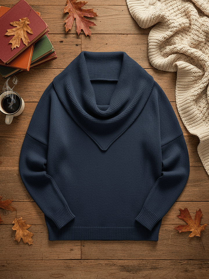 🔥Elegant Retro Soft Triangle Neck Solid Color Sweater Top