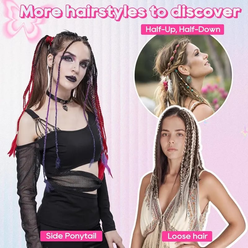 🔥🆕 2026 Boho Dreadlock Clip-In Hair Extensions 🌿 – 20" Braided Hair with Beads & Charms(✨2Pcs)