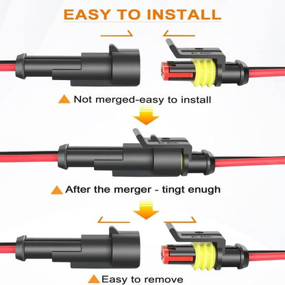 ⚒️18 AWG Waterproof Male/Female Electrical Connectors—Suitable for truck, motorcycle, marine, and other wire connections.