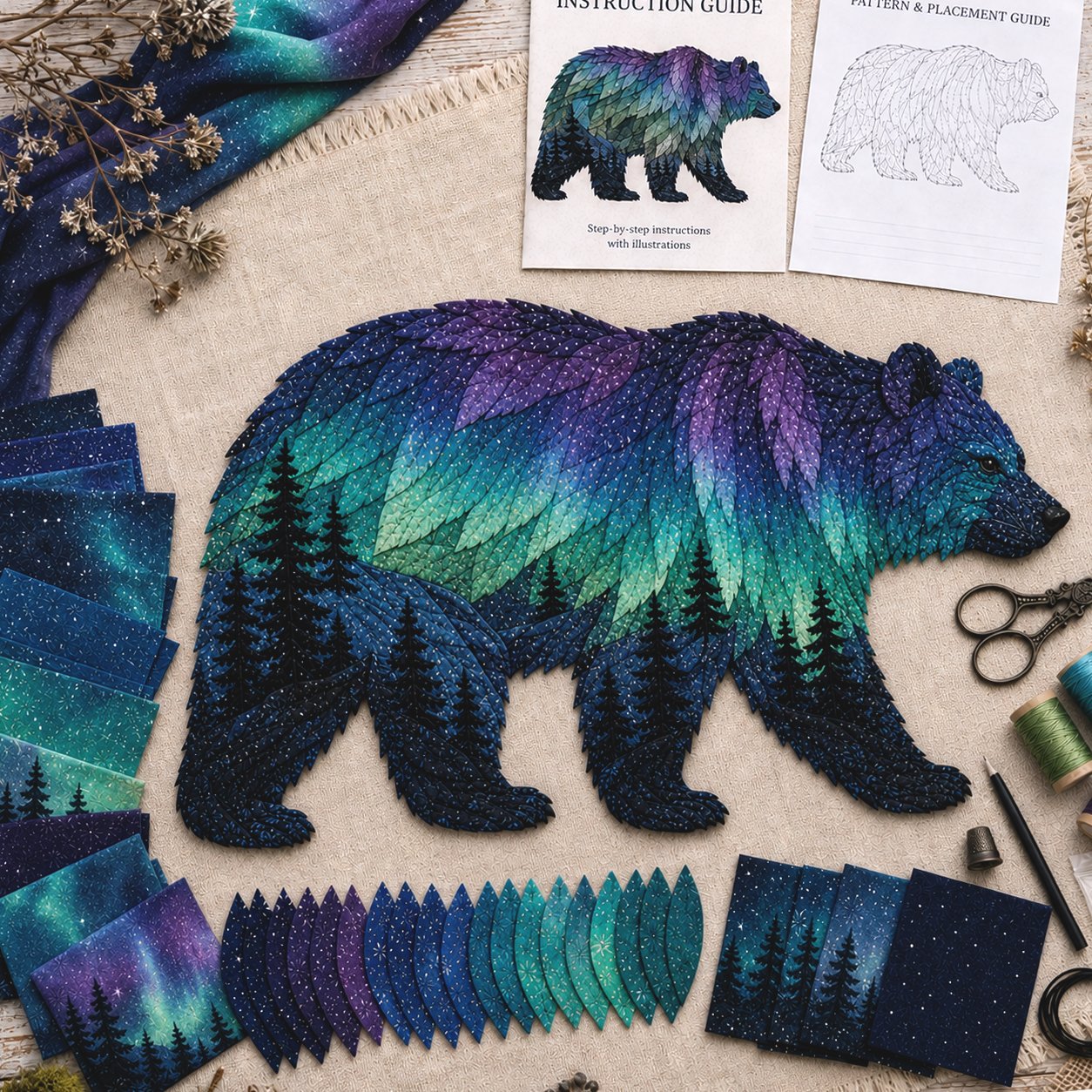 Northern Lights Wildlife DIY Patchwork Kit