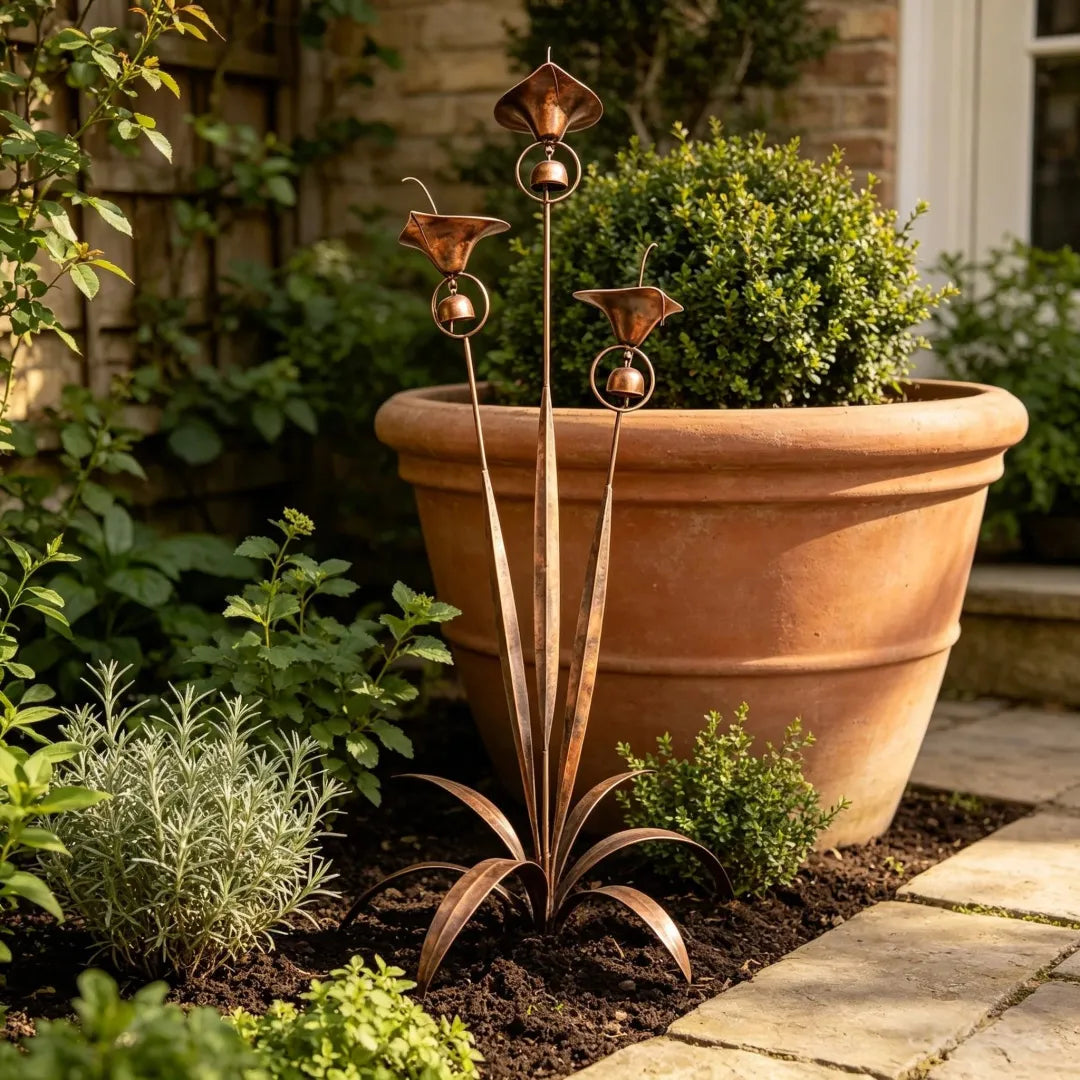 Copper Calla Lily Garden Chime Set – Peaceful Outdoor Decor for Flower Lovers 🌿🔔