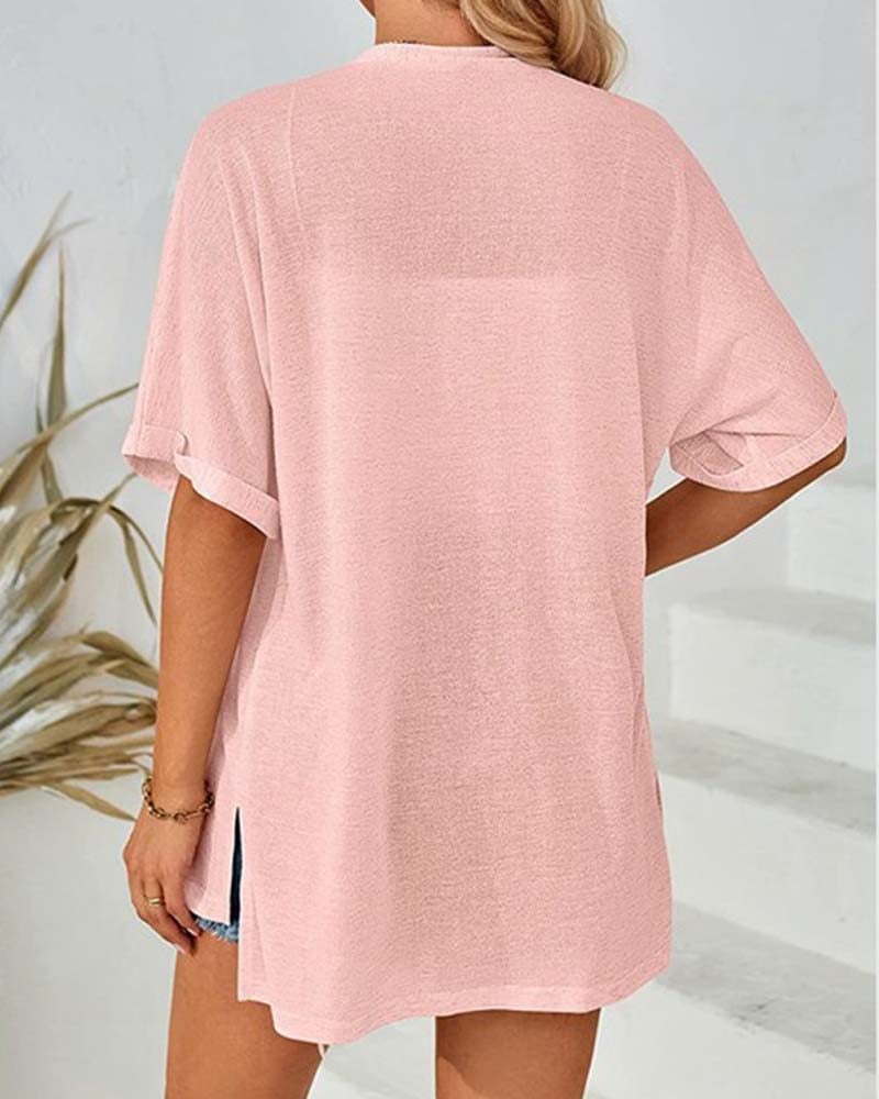 Short Sleeve Casual Solid Coat