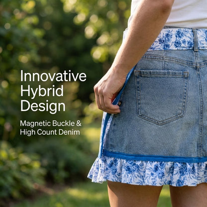 👖 Denim Echo Ruffle Apron – Upcycled Vintage Jean with Floral Lace 🌸 Sustainable Kitchen & Gardening Gift 🧑‍🌾♻️