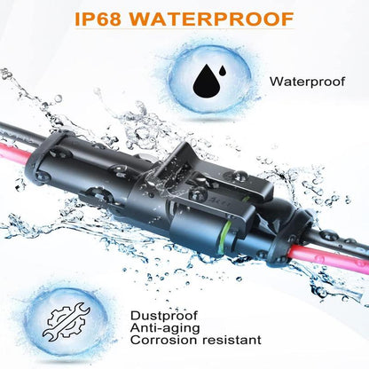 ⚒️18 AWG Waterproof Male/Female Electrical Connectors—Suitable for truck, motorcycle, marine, and other wire connections.