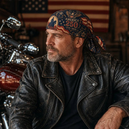 🔥LIMITED AMERICA 250 DESIGN — Cycling Pirate Hat / Biker Headwrap (Adjustable tie-back fit)