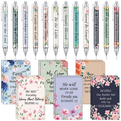 ✝️Christian Gifts Set: Motivational Pens & Bible Verse Notebooks – Inspire Your Faith Journey🌸