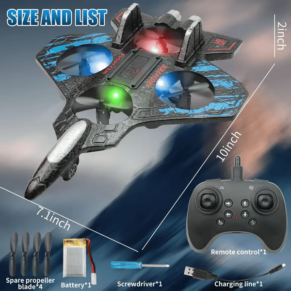 360° Flips + LED Lights 🚀 49% OFF This Week! RC Stunt Fighter Jet Toy for Kids