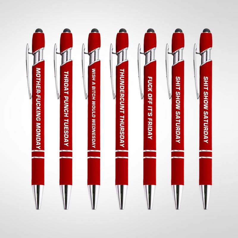 🔥Last Day Promotion 49% OFF💝Funny Stress-Relief Daily Quotes Metal Ballpoint Pen Set (7 Pcs) | 🎁Office Christmas Gift Exchange