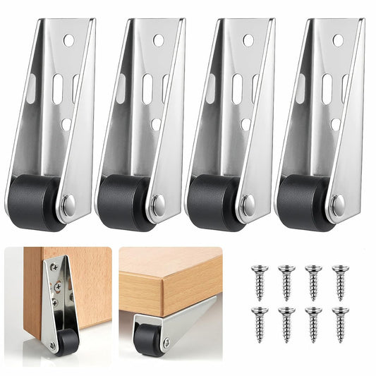 🚪 4-Pack Low-Profile Door Repair Casters | Quiet Nylon & Steel Fixed Wheels