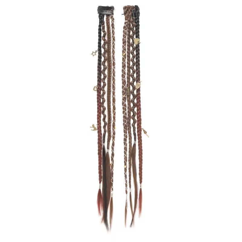 🔥🆕 2026 Boho Dreadlock Clip-In Hair Extensions 🌿 – 20" Braided Hair with Beads & Charms(✨2Pcs)