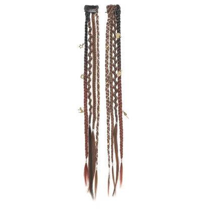 🔥🆕 2026 Boho Dreadlock Clip-In Hair Extensions 🌿 – 20" Braided Hair with Beads & Charms(✨2Pcs)