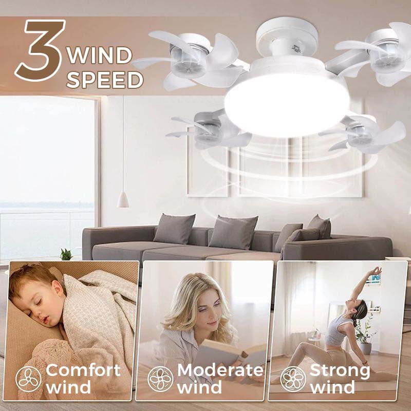 🌀E26/E27 Socket Ceiling Fan Light – 2-in-1 LED Light & Quiet Fan with Remote Control