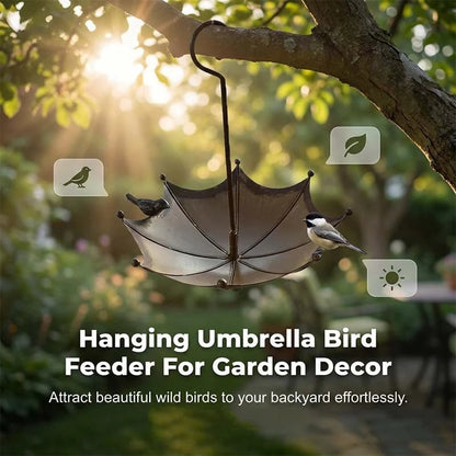 🐦Hanging Umbrella Bird Feeder & Bath – Dual-Use, Rust-Resistant, Vintage Garden Decor ☂️