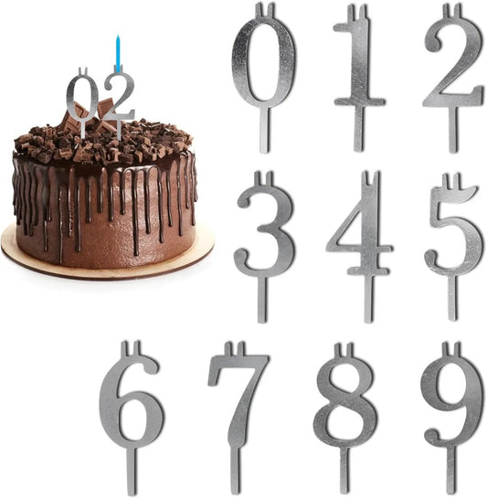 🔥LAST DAY 49% OFF - 🍾Numbered Aluminum Birthday Cake Candle Holder Set 🎂