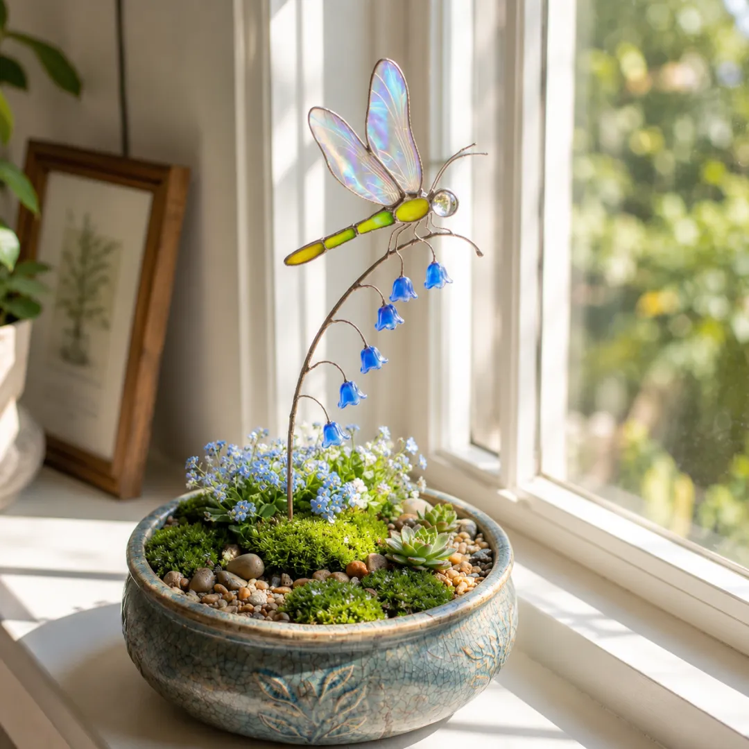 🦋Iridescent Dragonfly Garden Stake
