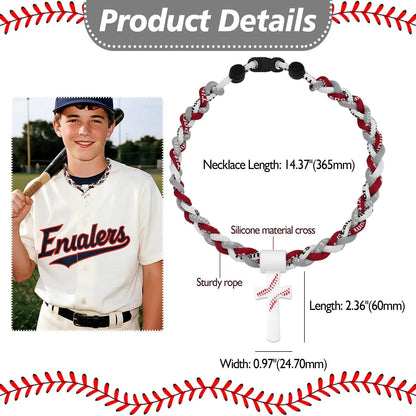 ✝️⚾Triple-Rope Tornado Baseball Necklace – Cross Charm Pendant with "I CAN DO ALL THINGS PHL4:13"