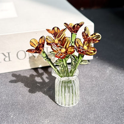 Mini Glass Flower Ornament Crafts Artificial Flower Floral Figurine