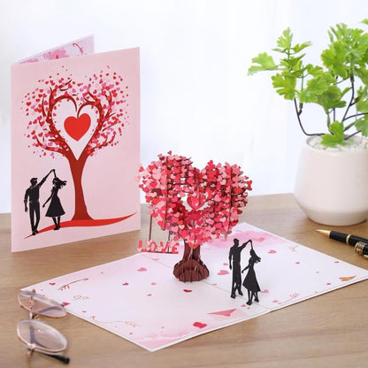 💕 Pop Up Anniversary Card, 3D Valentine's Day Anniversary Card with Love Tree & Hearts