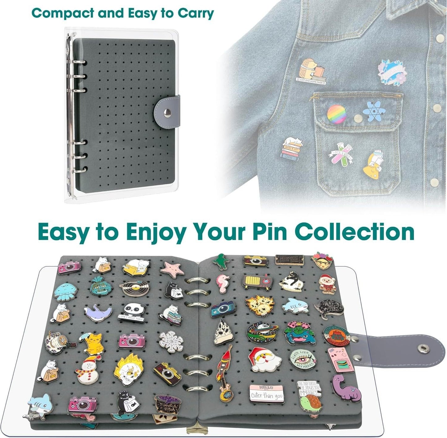 📌8 Pages Clear Felt Pin Display Book