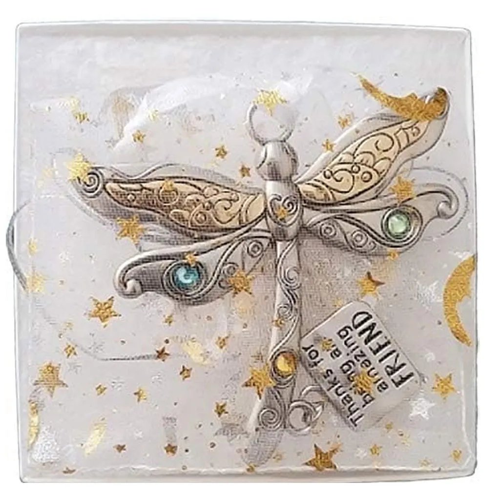 Friendship Dragonfly Ornament With Sentimental Quote -🌟 Gift for Best Friends