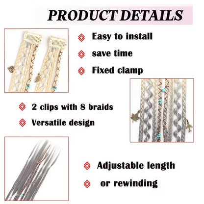🔥🆕 2026 Boho Dreadlock Clip-In Hair Extensions 🌿 – 20" Braided Hair with Beads & Charms(✨2Pcs)