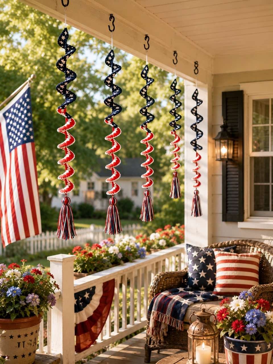 🎊🎐 Handmade Patriotic Spiral Wind Spinner 🧶
