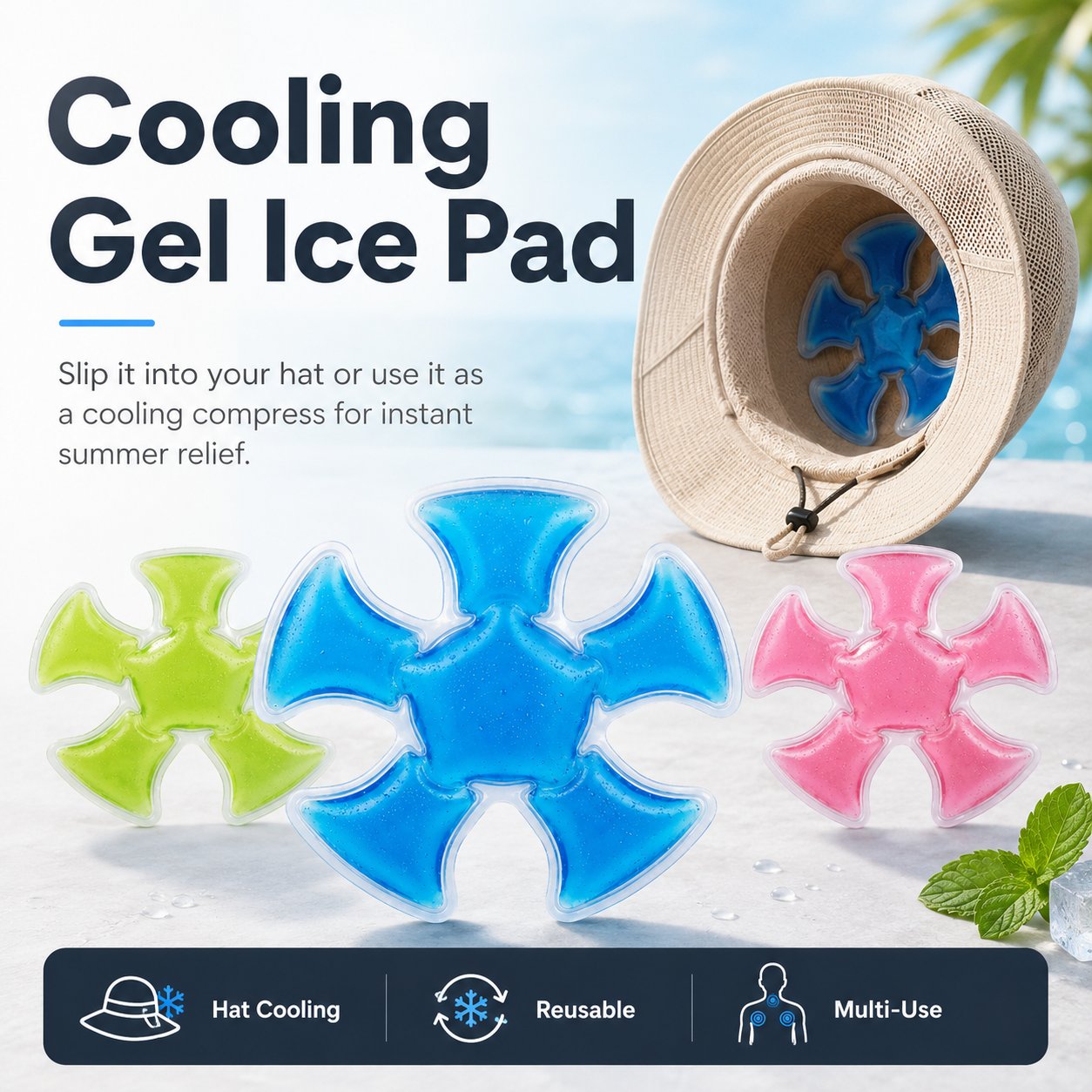 Reusable Cooling Pad for Hats & Body Relief🧢🧊