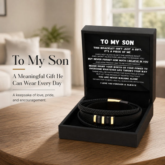 🖤To My Son — Never Walk Alone Braided Bracelet Set