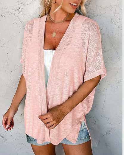 Short Sleeve Casual Solid Coat