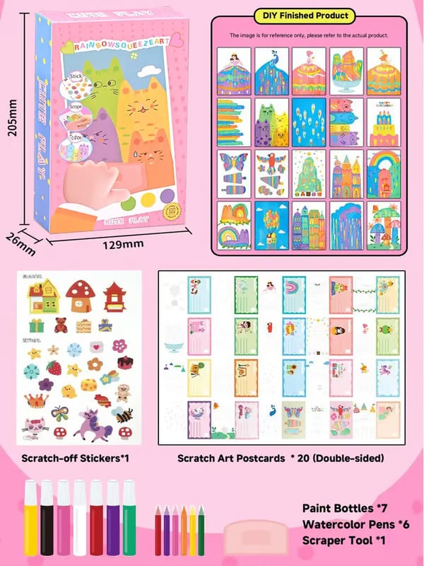 🌈Rainbow Squeeze Art Kit: The Most Satisfying DIY Scrape Art Set for Kids! ✨