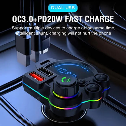 Bluetooth 5.3 Car Adapter Charger, 4-Port Fast Charging