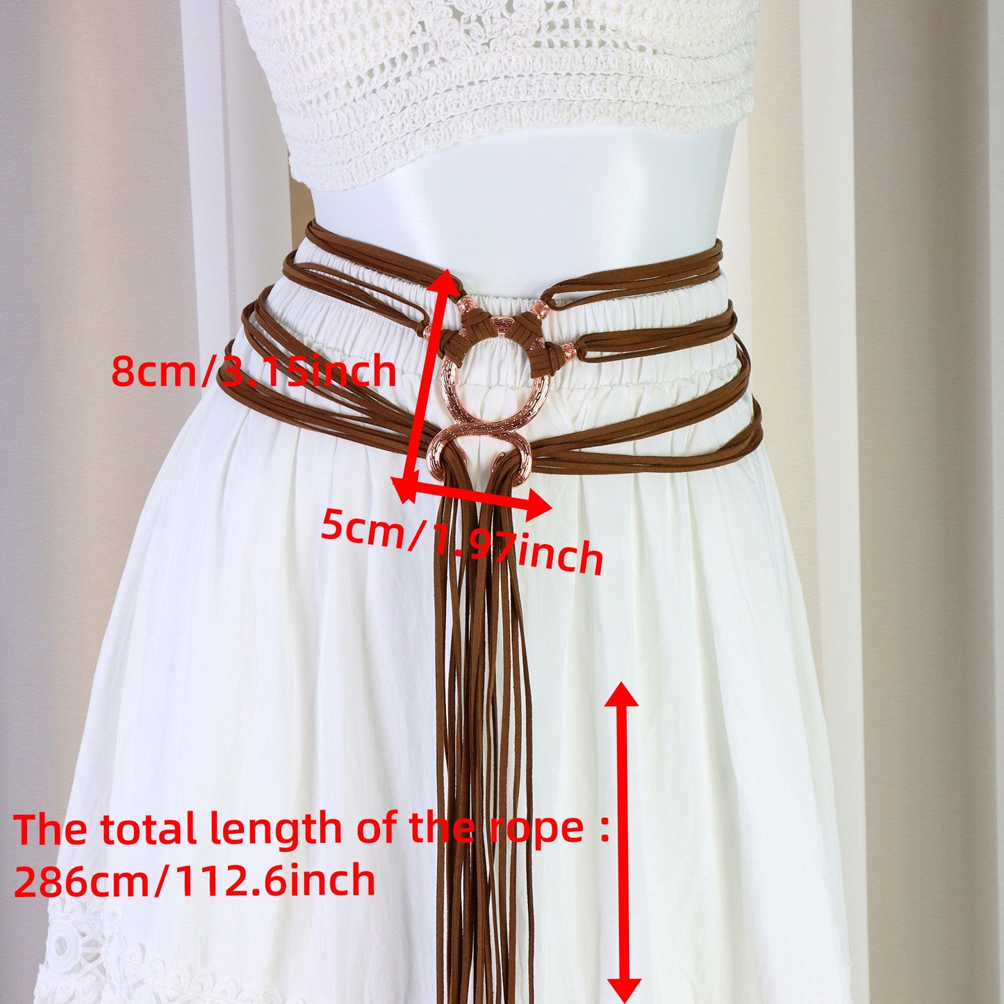 ❤️Medieval Viking Braided Leather Belt Set, with Ring Buckle & Tassel Decorations