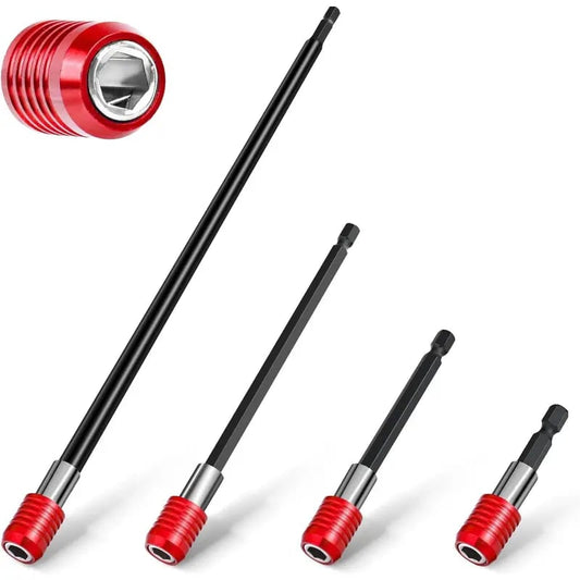 🛠️Drill Bit Extension 2/4/6/12'', Magnetic Bit Holder 4 Pcs, Drill Extension Bit Holder 1/4'' Hex