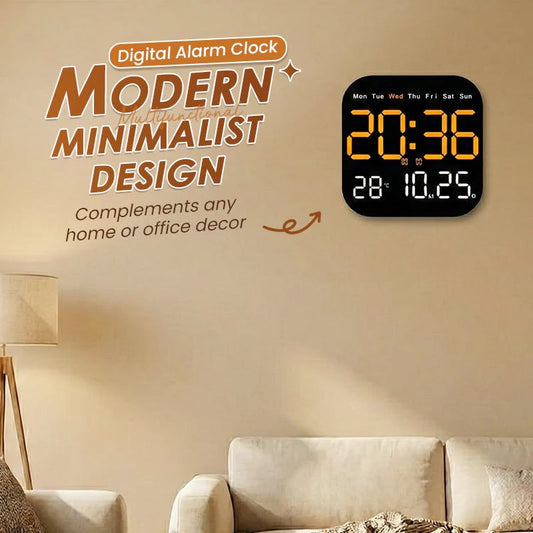 49% OFF ⏰ Modern Multifunctional Digital Clock ✅ Remote Control Adjustable Brightness | Wall Mount/Desk Stand Clock with Date & Temperature